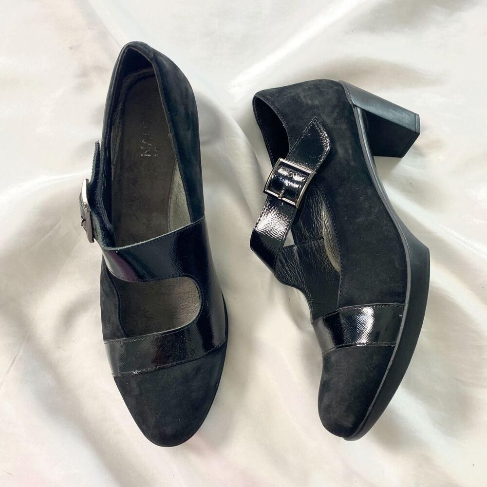 Naot The Brava NEW Black Suede Gothic Round Lolita Mary Jane Heels US 7 / 7.5